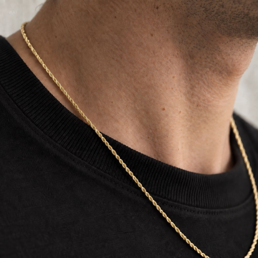 Rope Necklace Thin Gold